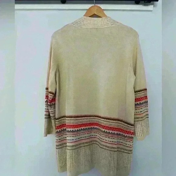 Vicki Wayne Woman’s Open Front Aztec Sweater Cardigan Medium - Picture 3 of 4